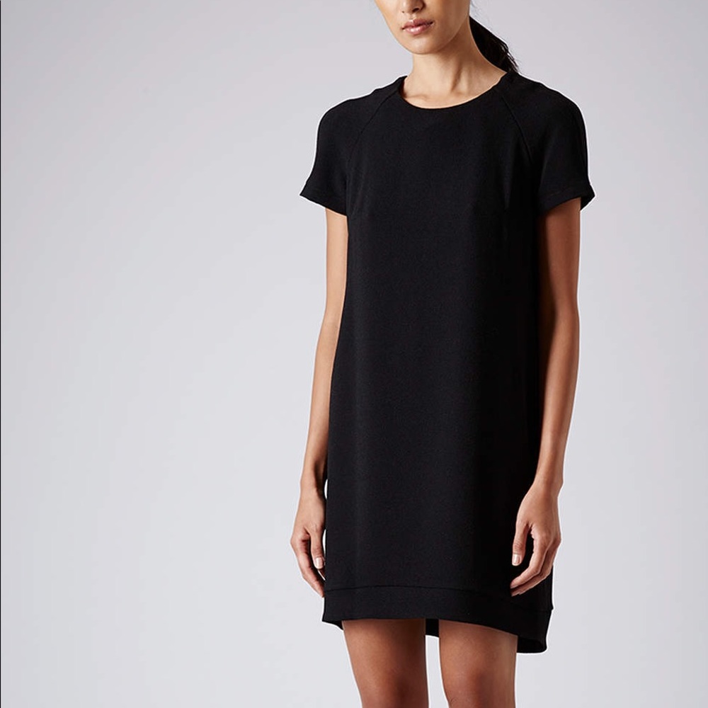 Topshop Black Crepe Tee Shirt Shift Dress